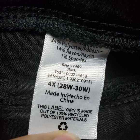 Terra & Sky Pants Womens 4X 28W-30W Black Stretch Pull-On Denim Jegging - Picture 3 of 10